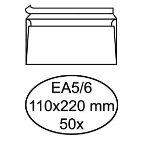 Hermes - Envelope bank EA5/6 110x220mm self-adhesive white pack of 50 pieces