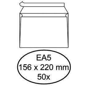 Hermes - Banco de sobres EA5 156x220mm autoadhesivo blanco paquete de 50 piezas