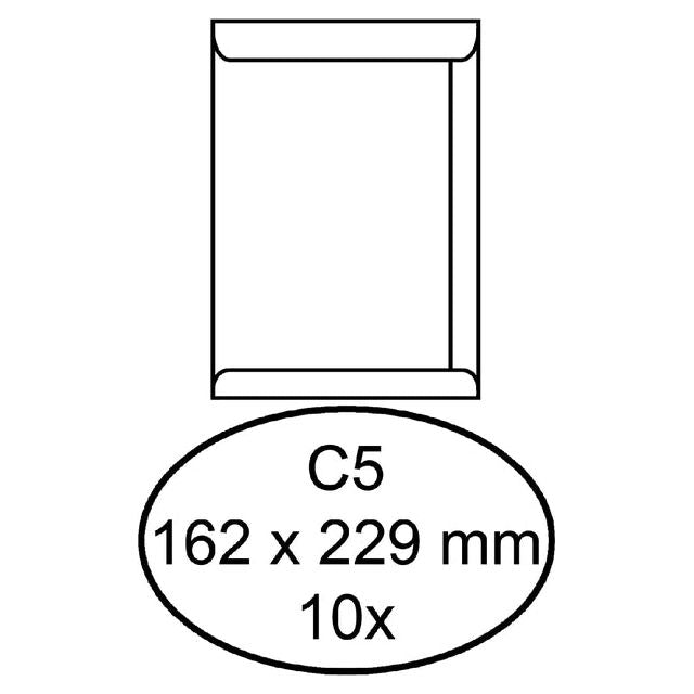 Hermes - Envelop akte C5 162x229mm zelfklevend wit 10 stuks