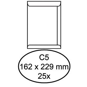 Hermes - Busta certificato C5 162x229mm autoadesiva bianca confezione da 25 pezzi