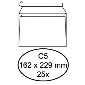 Quantore - Banque d'enveloppes C5 162x229mm autocollante blanc 25 pièces