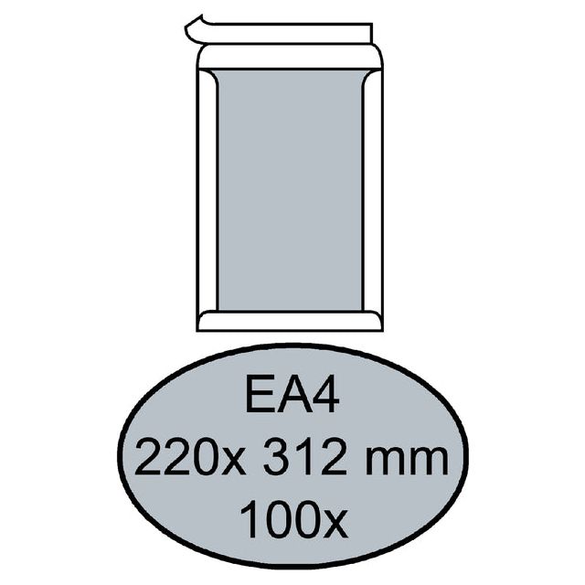 Quantore - Umhüllung Bordrug EA4 220x312mm Selbst -Kl. Weiße 100 Stücke