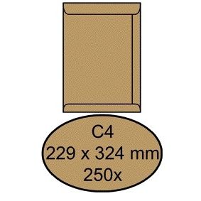 Quantore - Umschlag Zertifikat C4 229x324mm braunes Kraftpapier 250 Stück
