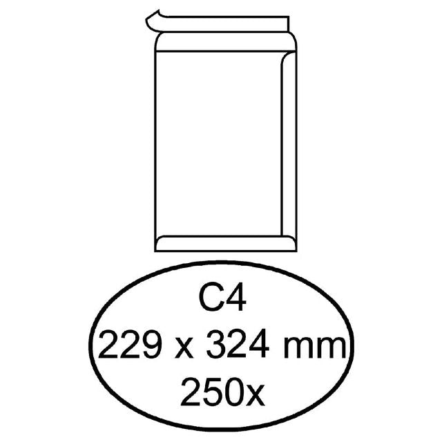 Hermes - Envelop akte C4 229x324mm zelfklevend wit 250 stuks