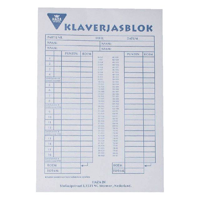 Haza - blok Klaverjas 50vel | 5 stuks