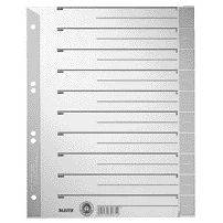 Leitz - Hojas divisorias cartón A4 230gr 6 agujeros gris 100 piezas