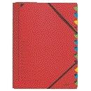 Leitz - Carpeta clasificadora 12 pestañas cartón rojo | 5 piezas