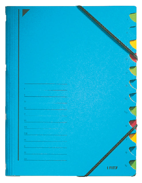 Leitz - Tri Folder Leitz 12 Tabs Cardboard bleu | 1 pièce | 5 pièces