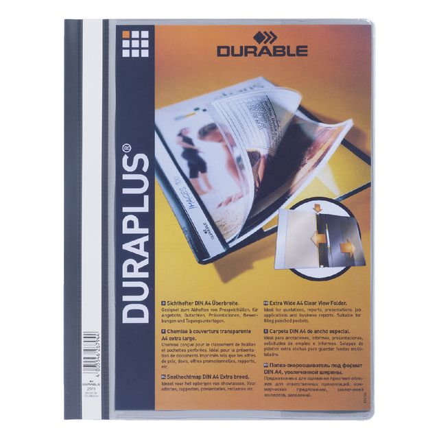 Durable - Snelhechtmap Duraplus A4 grijs