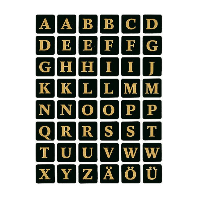 HERMA - Etiket 4130 13x13Mm letters A-Z zwart op goud | 10 stuks