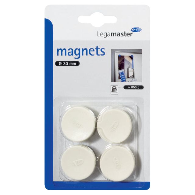 LEGAMASTER - MAGNET LEGAMASTER 30MM 850GR BLANC | Blister un 4 pièces | 10 morceaux