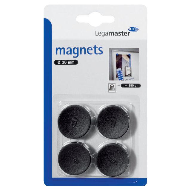 Legamaster - Magnet Legamaster 30mm 850gr noir | Blister un 4 pièces