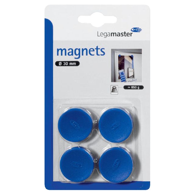 Legamaster - Magnet Legamaster 30mm 850gr Blue | Blister un 4 pièces | 10 morceaux