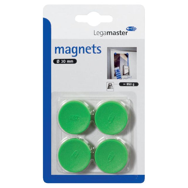 Legamaster - Magnet Legamaster 30mm 850gr Groen | Blister un 4 pièces | 10 morceaux