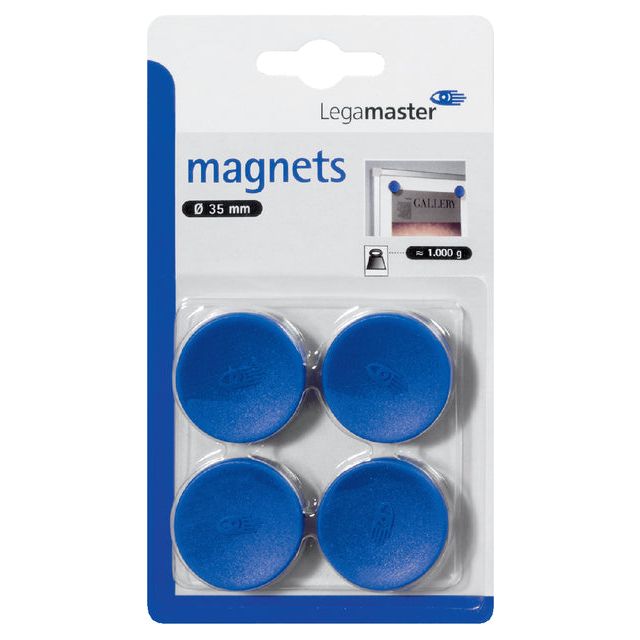 Legamaster - Magneet 35mm 1000gr blauw 4 stuks