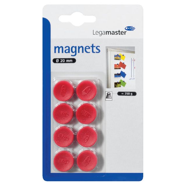 Legamaster - Magnet Legamaster 20mm 250gr Red | Blister un 8 pièces