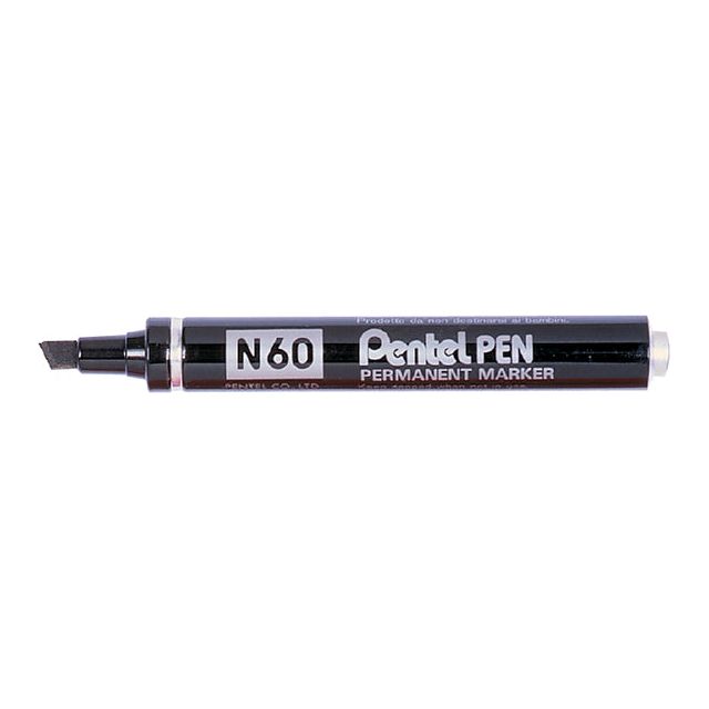 Pentel - Viltstift N60 schuin zwart 1.2-6mm | 12 stuks