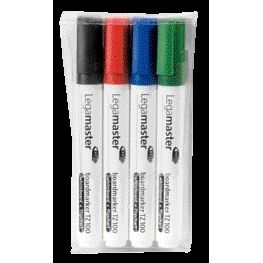 Legamaster - Pennarello per lavagna bianca TZ 100 rotondo 1,5-3mm confezione assortita da 4 pezzi