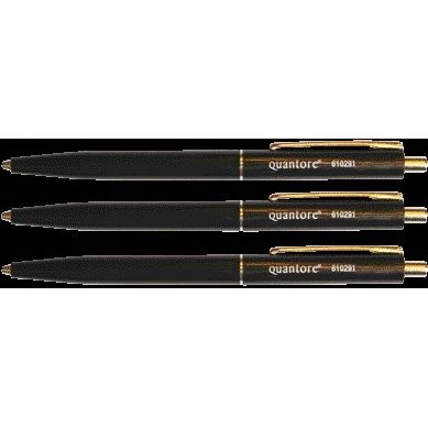 Quantore -  Balpen drukknop met metalen clip zwart medium