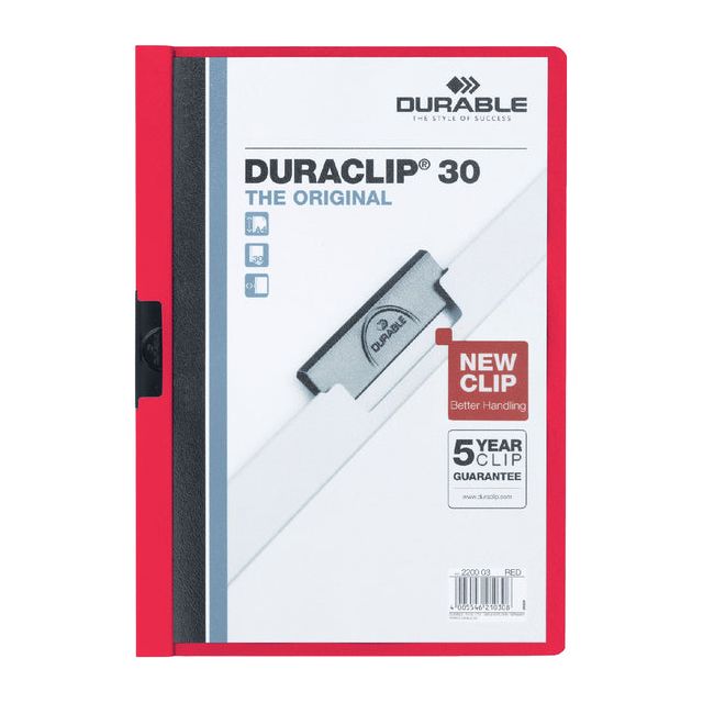 Durable - Klemmap Duraclip A4 3mm 30 vellen rood | 25 stuks