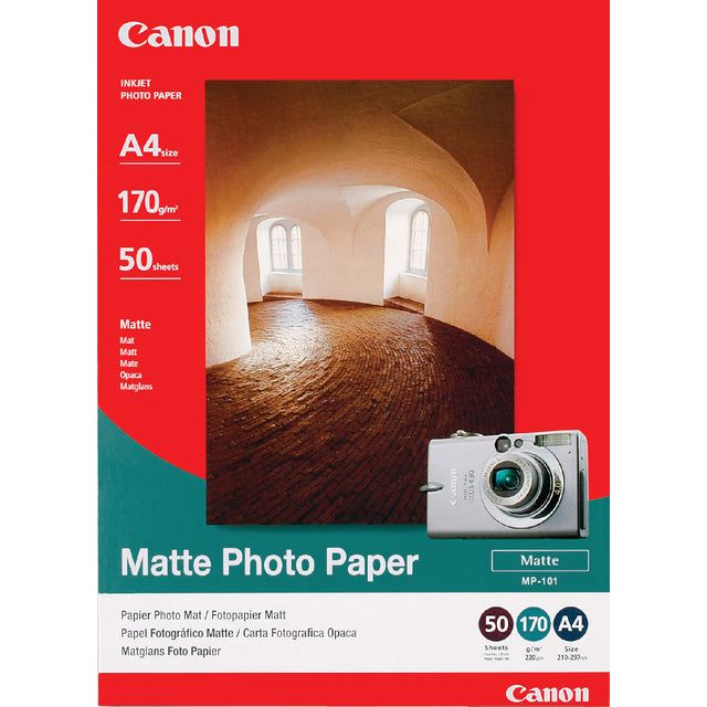 Canon - Papier photo Canon MP -101 A4 170gr Mat | Pack de 50 draps