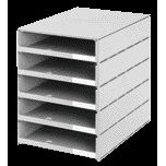 Styro - Cassettiera con 5 cassetti grigi aperti