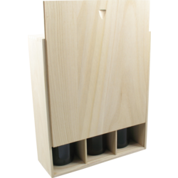 Paulonia -  Wijnkist voor 3 fles 340x285x95mm met schuifdeksel erin