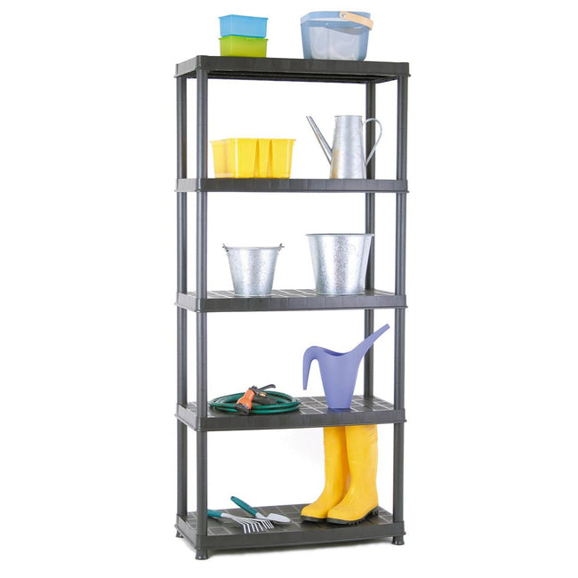 Practo -   rek Plasti Rack 081, 185 x 85 x 40 cm, 5 legborden, zwart