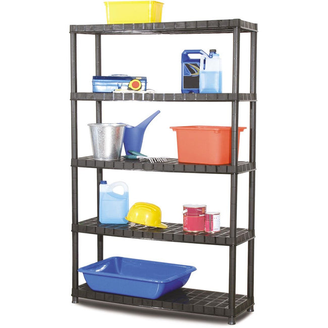 Practo -   rek Plasti Rack 120, 185 x 120 x 40 cm, 5 legborden, zwart