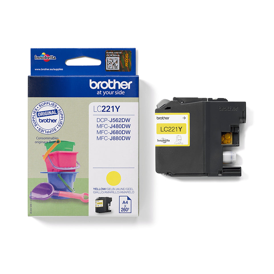 Brother - ink cartridge, 260 pages, OEM LC-221YBP, yellow