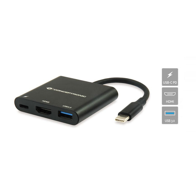 CONCEPTRONIC -   DONN01B laptop dock poortreplicator USB 3.2 Gen 1 (3.1 Gen 1) Type-C Zwart