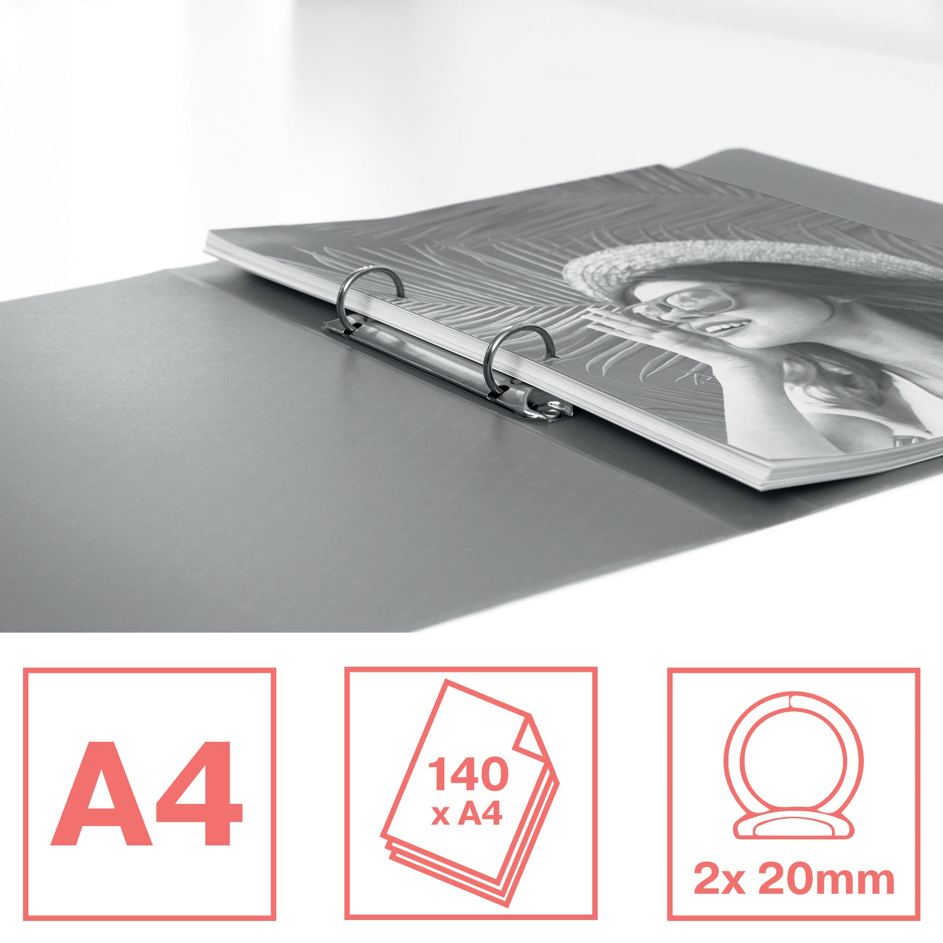 Esselte - Colour'Breeze Ringordner, 2 Ringe, PP, ft A4, mit flexiblem Einband, sortiert