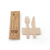 set posate legno coltello - forchetta - tovagliolo 100 pezzi