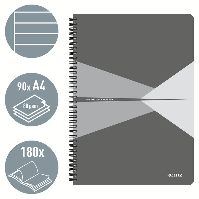 Leitz -  44961085 schrijfblok schrift A4 90 vel Grijs, Licht Grijs
