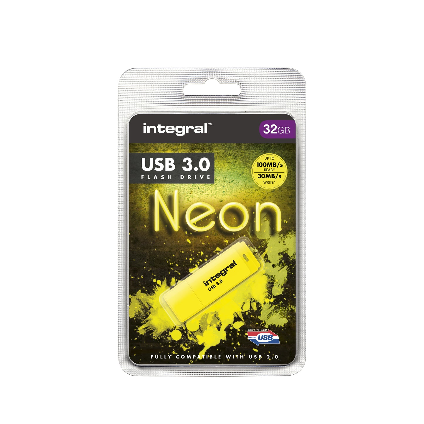 Integral - Memoria USB 3.0 Neon, 32 GB, amarillo