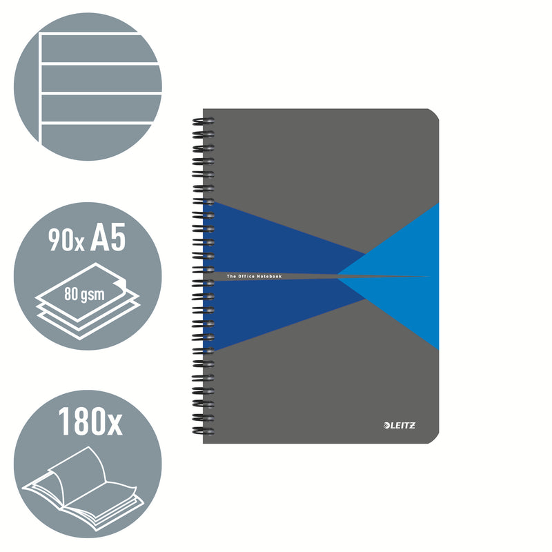 Leitz - Quaderno da ufficio linea a5 180 pagine pagine grigie