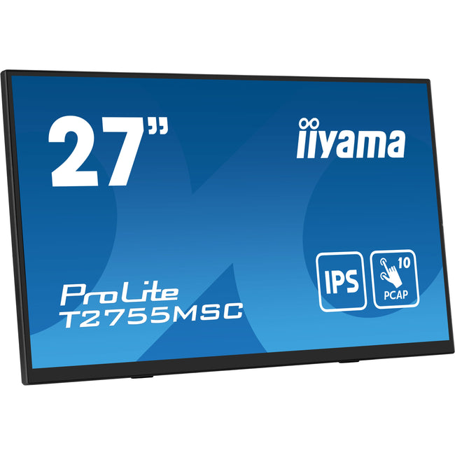 IIYAMA -   ProLite T2755MSC-B1 computer monitor 68,6 cm (27) 1920 x 1080 Pixels Full HD LED Touchscreen Tafelblad Zwart