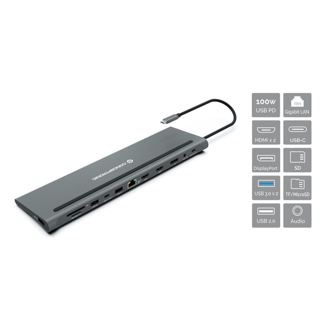CONCEPTRONIC -   DONN17G laptop dock poortreplicator Bedraad USB 3.2 Gen 1 (3.1 Gen 1) Type-C Grijs