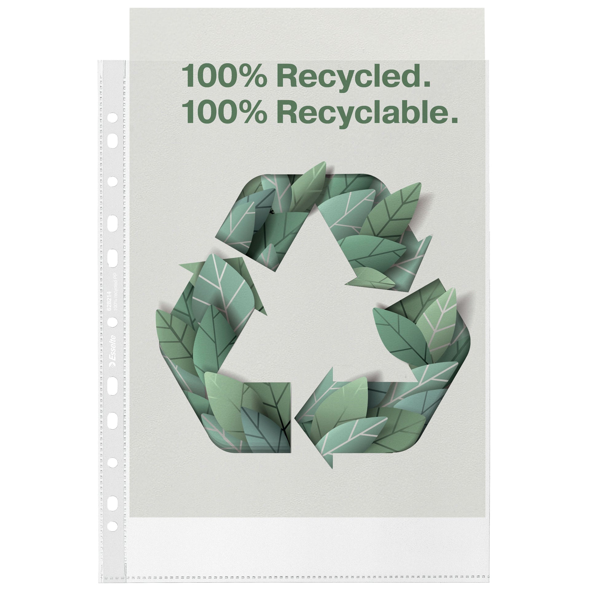Esselte - perforated show bag, 100% recycled, ft A4, 70 micron, box of 20 pieces
