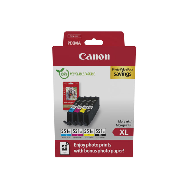 Canon - pack photo CLI-551XL, 660 pages, OEM 6443B008, 4 couleurs