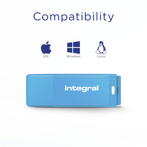 Integral - Clé USB 2.0 32 Go bleu fluo