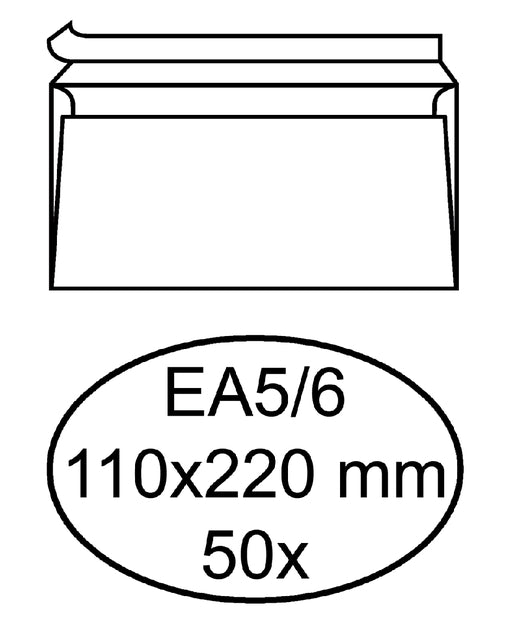 Hermes - Enveloppe Bank Ea5 / 6 110x220mm-Adhesive White 50 Pieces | 10 pièces