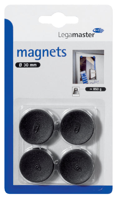 Legamaster - Magneet legamaster 30mm 850gr zwart | 10 stuks