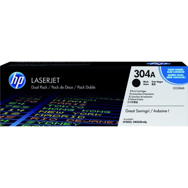 HP - Tonercartridge  cc530ad 304a zwart 2x