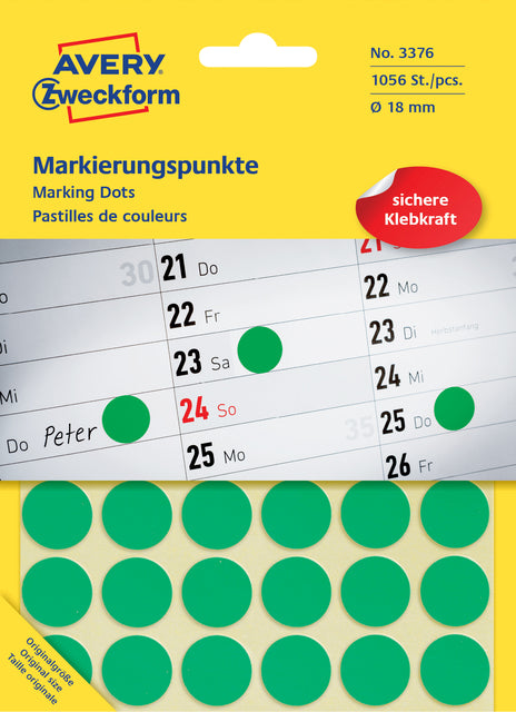 Avery Zweckform - Runde Etiketten Durchmesser 18 mm, grün, 1.056 Stücke