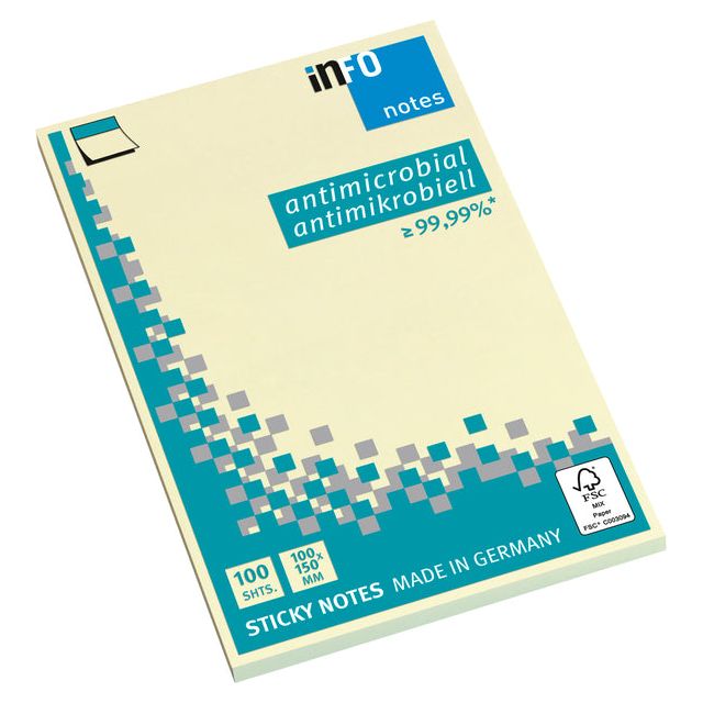 OMPOOT - Memoblok info notes antimicrobiëel 100x150mm geel | 12 stuks