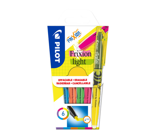 Pilot - markeerstift Frixion Light, blister van 6 stuks in geassorteerde kleuren