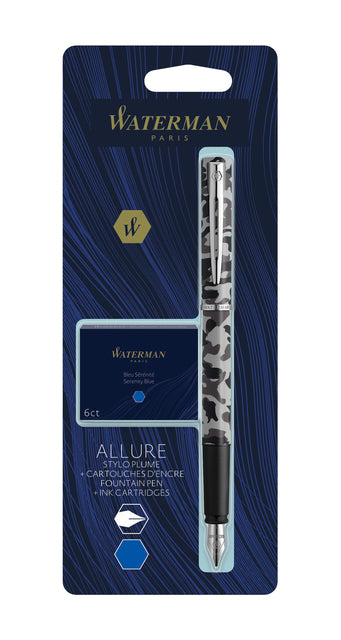 Waterman - Vulpen allure f camouflage en inktpatr bl