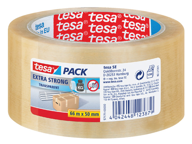 TESA - Band de place d'emballage Extra Strong, Ft 50 mm x 66 m, PVC, transparent