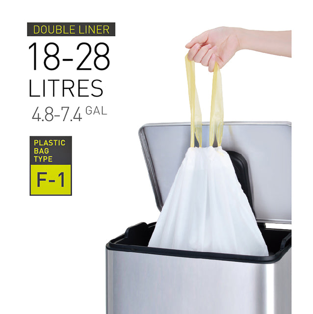 Quantore - Sac à déchets avec tirage blanc 18-28 litres Type F1 | 6 pièces